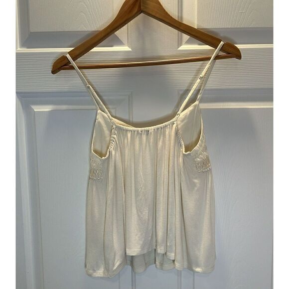 American Eagle Outfitters AEO Cream Embroidered Cami Top Small - Picture 2 of 5